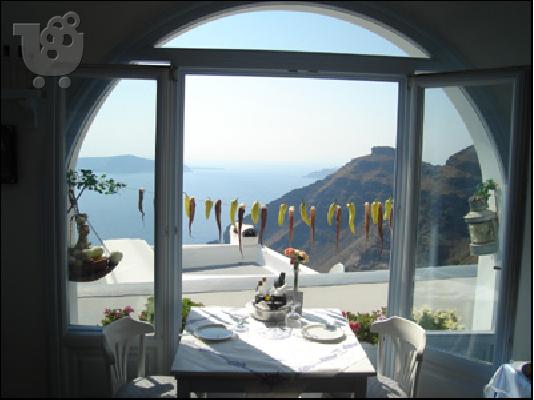 Terrace with views of the sunset Tavern Mamathira Santorini